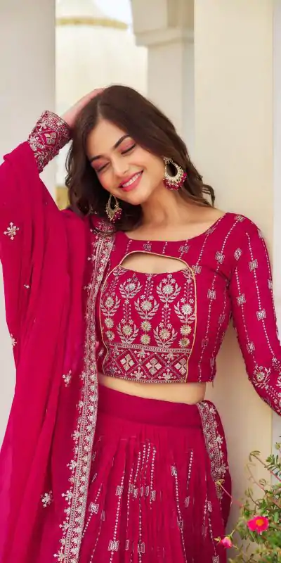 Ram 021 Rani Color Georgette Sequence Embroidery Lehenga Choli Casual, Wedding, Festive, Events Expected Delivery 4-6 Working Days @3049/- | Lehenga, Bollywood Lehenga, Creative Lehenga, Designer Lehenga, Embroidered Lehenga, Party Wear Lehenga