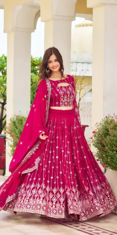 Ram 021 Rani Color Georgette Sequence Embroidery Lehenga Choli Casual, Wedding, Festive, Events Expected Delivery 4-6 Working Days @3049/- | Lehenga, Bollywood Lehenga, Creative Lehenga, Designer Lehenga, Embroidered Lehenga, Party Wear Lehenga