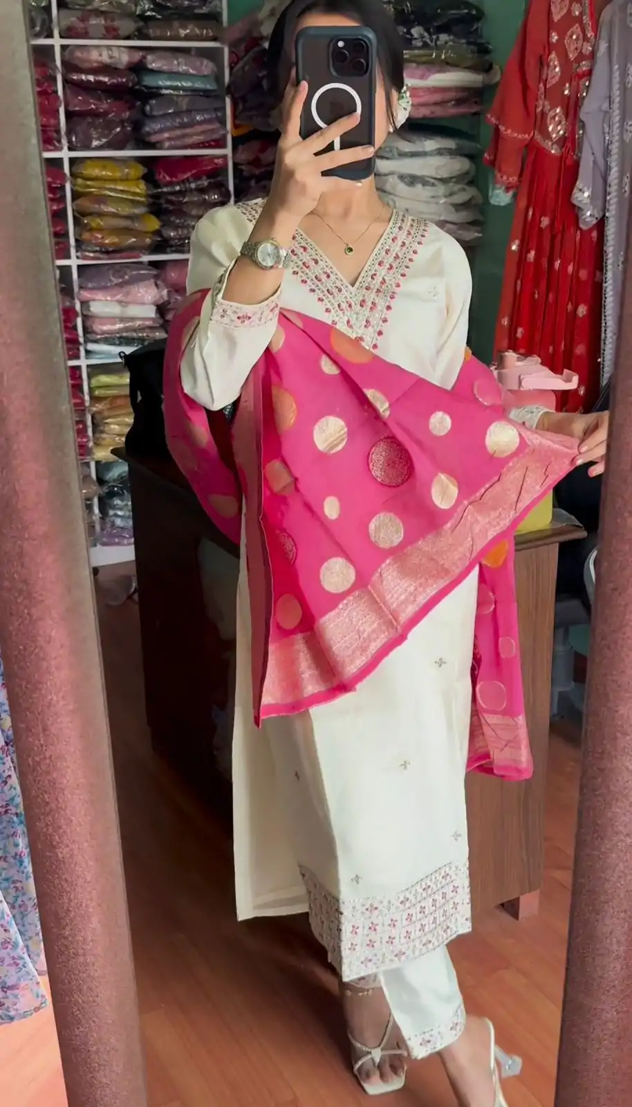 SRK 5173 White Color Chinnon Silk Embroidery Sequence Salwar Suit Wedding, Party, Festive, Events Expected Delivery 4-6 Working Days @ 1899/- | Casual Suits, Jump Suits, Salwar suit, Creative suits, Designer Suits, Palazzo Suits, Party Wear Suits, Patiala Suits, Straight Suits