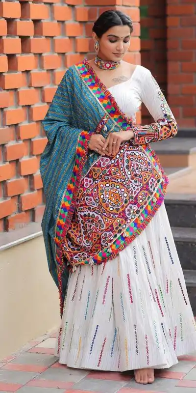 LG 593 White Color Crepe Printed Real Mirror Work Lehenga Choli Traditional Wear, Festive, Wedding, Events  Expected Delivery 4-6 Working Days @1949/- | Lehenga, Bollywood Lehenga, Creative Lehenga, Designer Lehenga, Embroidered Lehenga, Party Wear Lehenga