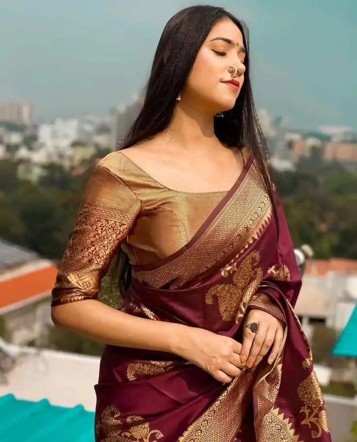 DDF HEERVA Maroon Color Soft Lichi Silk Ordinary Design Rich Pallu Saree Casual, Party Wear, Events, Festivals Etc. Expected Delivery 4-6 Working Days 1399/ | Designer Sarees, Embroidered Sarees, Sarees, Bollywood Sarees, Creative Sarees, Ethnic Saree, Modern Digital sarees, Party Wear Sarees
