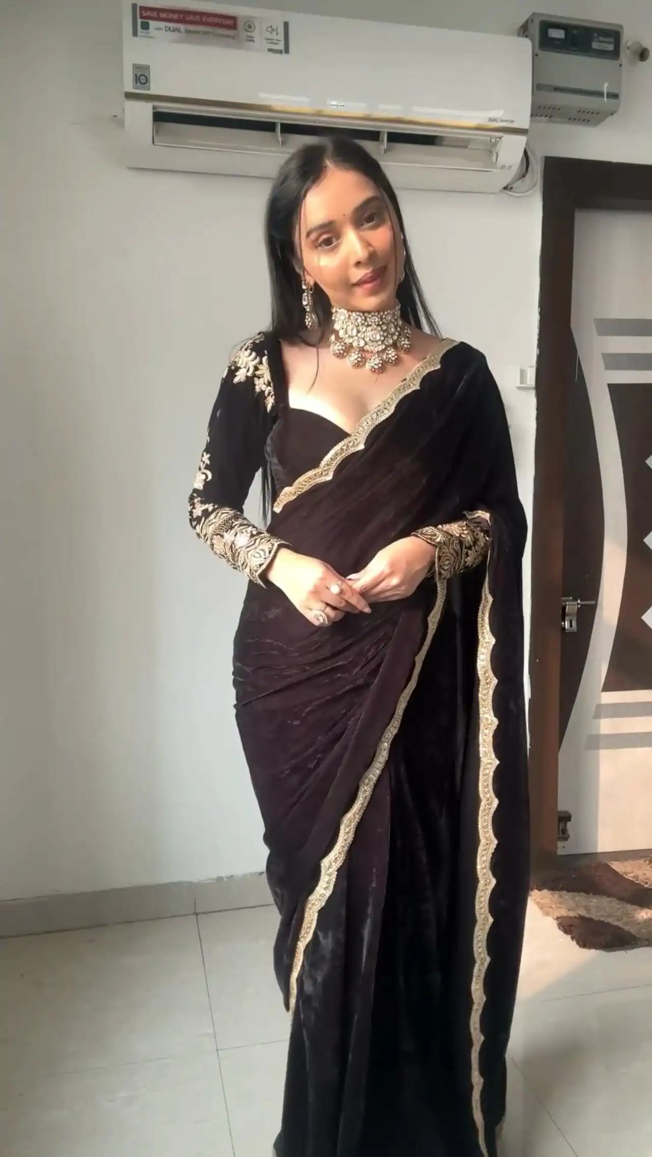 KD 436 Black Color 9000 Velvet Thread Sequence Work Saree Casual, Party Wear, Wedding, Events Etc. Expected Delivery 4-6 Working Days @2399/- | Designer Sarees, Embroidered Sarees, Sarees, Bollywood Sarees, Creative Sarees, Ethnic Saree, Modern Digital sarees, Party Wear Sarees