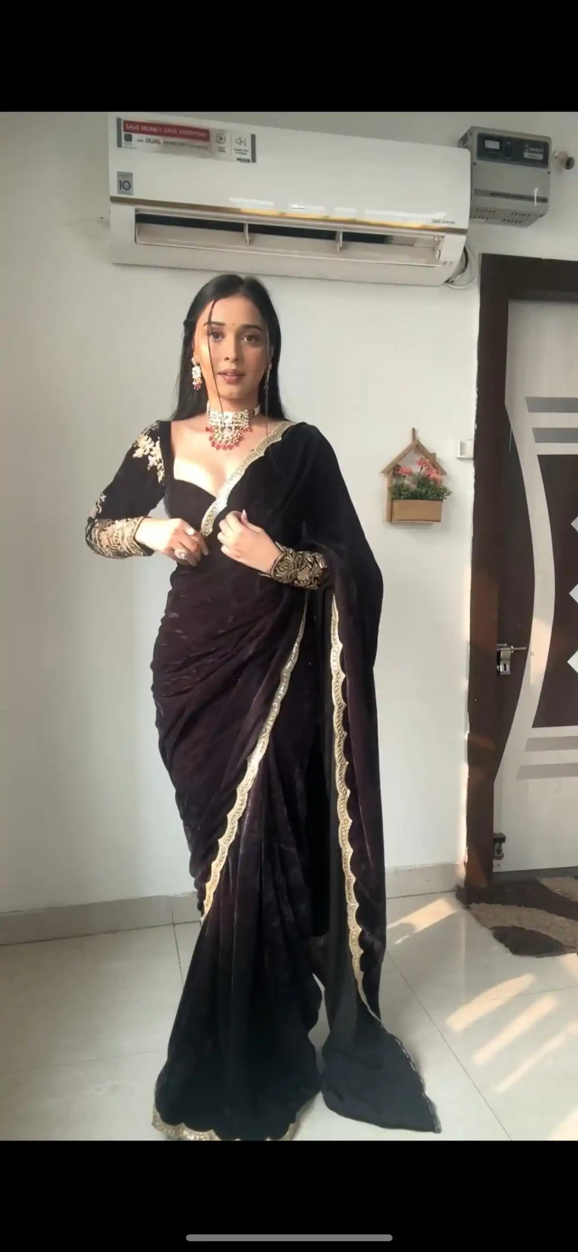 KD 436 Black Color 9000 Velvet Thread Sequence Work Saree Casual, Party Wear, Wedding, Events Etc. Expected Delivery 4-6 Working Days @2399/- | Designer Sarees, Embroidered Sarees, Sarees, Bollywood Sarees, Creative Sarees, Ethnic Saree, Modern Digital sarees, Party Wear Sarees