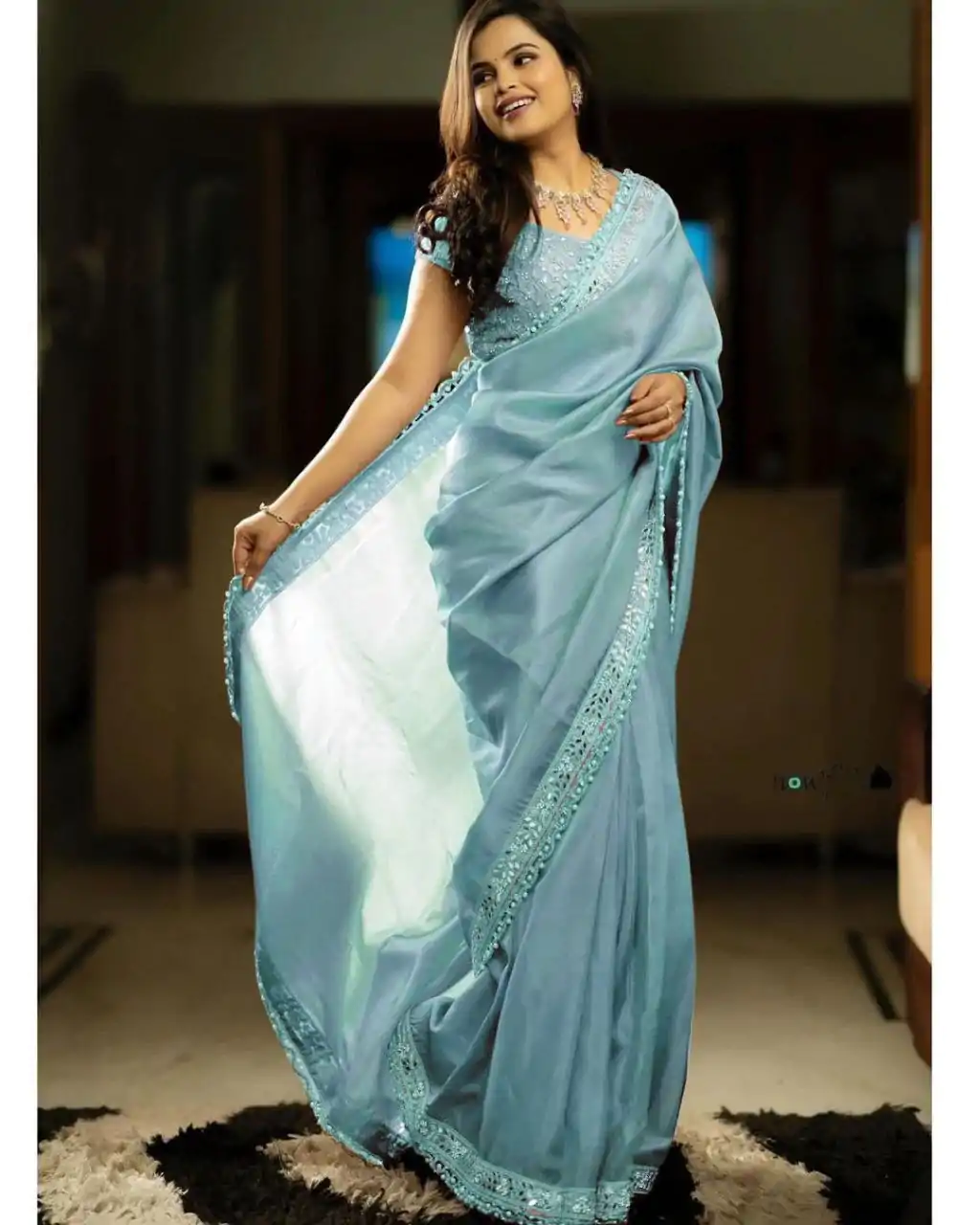 BT 3106 Blue Color Silver Tissue Silk Embroidery Sequence Saree Casual, Party Wear, Traditional Wear, Wedding Wear, Events Etc.@1999/- | Designer Sarees, Sarees, Bollywood Sarees, Creative Sarees, Ethnic Saree, Modern Digital sarees, Party Wear Sarees