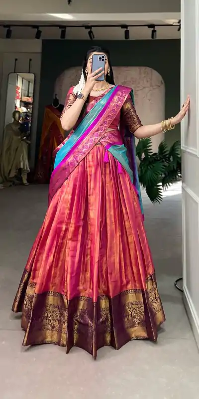 LNB 2011 Pink Color Kanjivaram Zari Weaving Work Lehenga Choli Traditional Wear, Festive, Party, Wedding, Events etc. Expected 4-6 Working Days @1899/- | Lehenga, Bollywood Lehenga, Creative Lehenga, Designer Lehenga, Embroidered Lehenga, Party Wear Lehenga