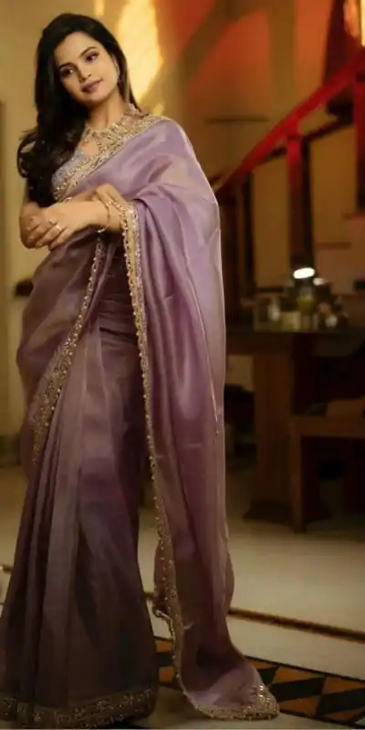 BT 3106 Purple Color Silver Tissue Silk Embroidery Sequence Saree Casual, Party Wear, Traditional Wear, Wedding Wear, Events Etc.@1999/- | Designer Sarees, Sarees, Bollywood Sarees, Creative Sarees, Ethnic Saree, Modern Digital sarees, Party Wear Sarees