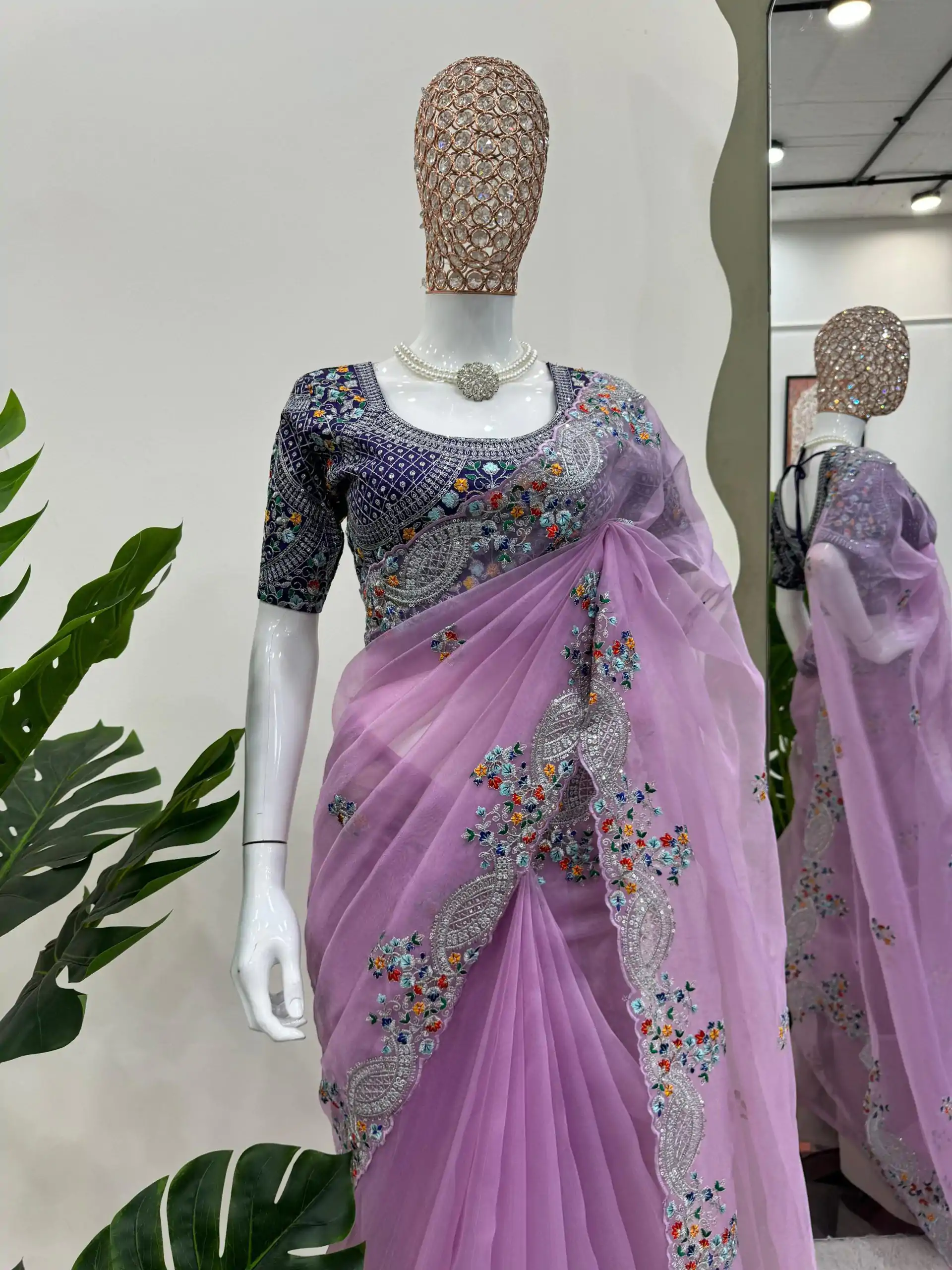 KD 499 Violet Color Organza Silk Thread Sequence Work Saree Casual, Party Wear, Wedding, Events Etc. Expected Delivery 4-6 Working Days @2499/- | Designer Sarees, Embroidered Sarees, Sarees, Bollywood Sarees, Creative Sarees, Ethnic Saree, Modern Digital sarees, Party Wear Sarees