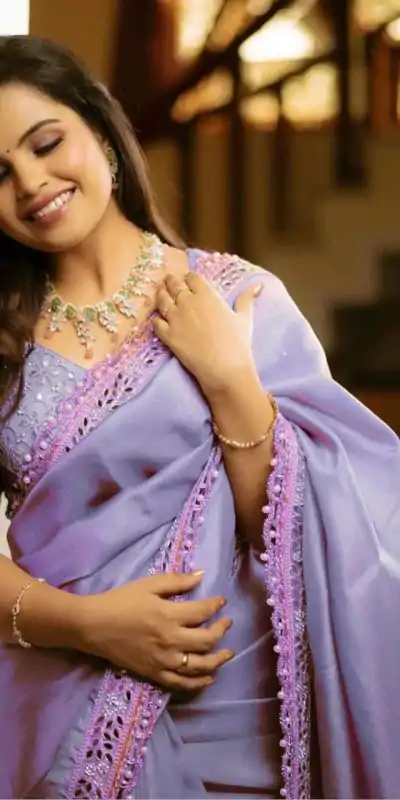 BT 3106 Violet Color Silver Tissue Silk Embroidery Sequence Saree Casual, Party Wear, Traditional Wear, Wedding Wear, Events Etc.@1999/- | Designer Sarees, Sarees, Bollywood Sarees, Creative Sarees, Ethnic Saree, Modern Digital sarees, Party Wear Sarees