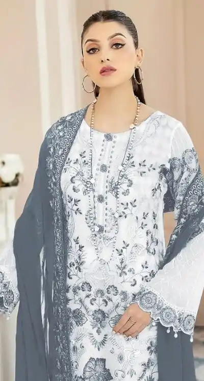 FC 123 White & Black Color Georgette Embroidery Salwar Suit Wedding, Party, Festive events, Expected Delivery  4-6 Working Days @2049 | Casual Suits, Salwar suit, Creative suits, Designer Suits, Palazzo Suits, Party Wear Suits, Patiala Suits, Straight Suits