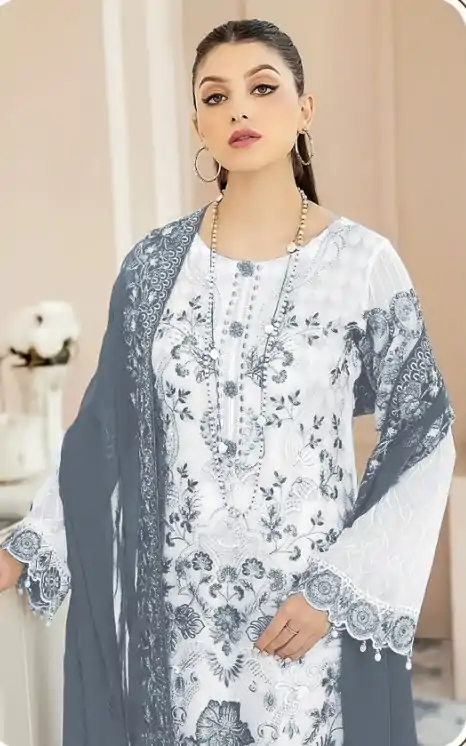 FC 123 White & Black Color Georgette Embroidery Salwar Suit Wedding, Party, Festive events, Expected Delivery  4-6 Working Days @2049 | Casual Suits, Salwar suit, Creative suits, Designer Suits, Palazzo Suits, Party Wear Suits, Patiala Suits, Straight Suits
