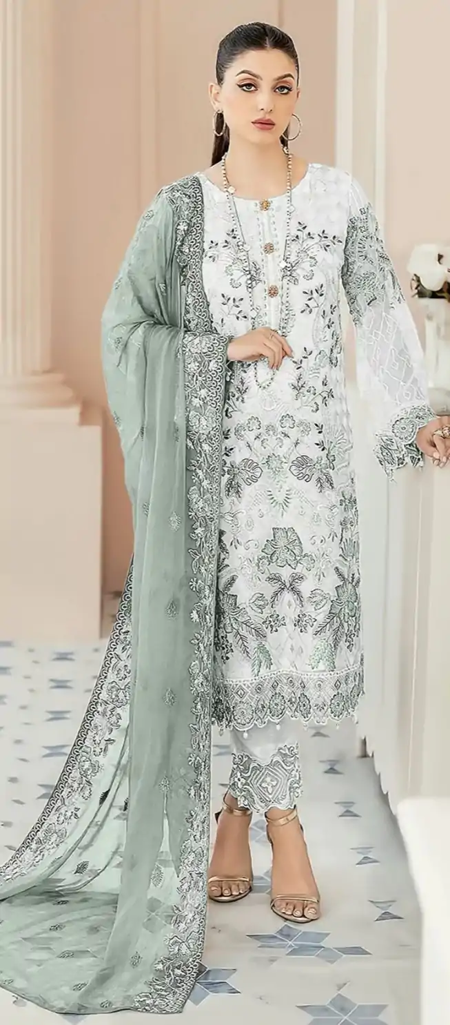 FC 123 White & Blue Color Georgette Embroidery Salwar Suit Wedding, Party, Festive events, Expected Delivery  4-6 Working Days @2049 | Casual Suits, Salwar suit, Creative suits, Designer Suits, Palazzo Suits, Party Wear Suits, Patiala Suits, Straight Suits