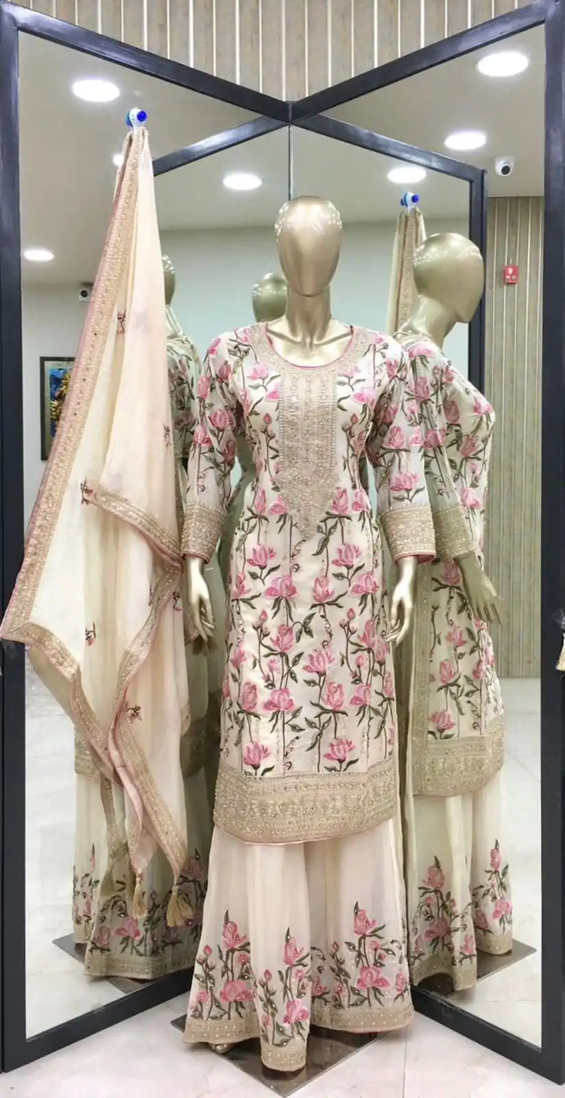 SR 1615 White Color Georgette Embroidery Coding Sharara Suit Wedding, Party, Festive, Events Etc. Expected Delivery 4-6 Working Days @2399Only | Casual Suits, Salwar suit, Creative suits, Designer Suits, Palazzo Suits, Party Wear Suits, Straight Suits
