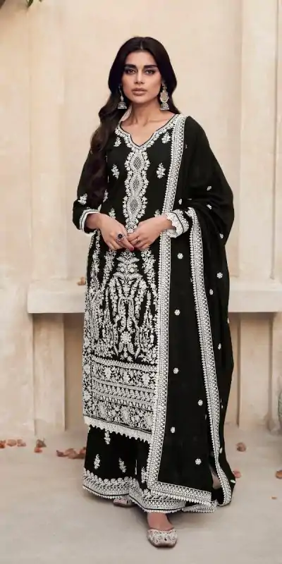 FC ASHIRWAD 79791 Black Color Heavy Vichitra Embroidery Sharara Suit Wedding, Party, Festive Expected Delivery 4-6 Working Days @2599/- | Casual Suits, Jump Suits, Salwar suit, Creative suits, Designer Suits, Palazzo Suits, Party Wear Suits, Patiala Suits, Straight Suits