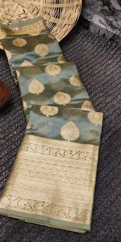 MB 3246 Olive Color Organza Silk Beautiful Gold Zari Saree Casual, Wedding, Party, Festival, Events, Etc. Expected Delivery 4-6 Working Days @1599/- | Designer Sarees, Embroidered Sarees, Sarees, Bollywood Sarees, Creative Sarees, Ethnic Saree, Modern Digital sarees, Party Wear Sarees