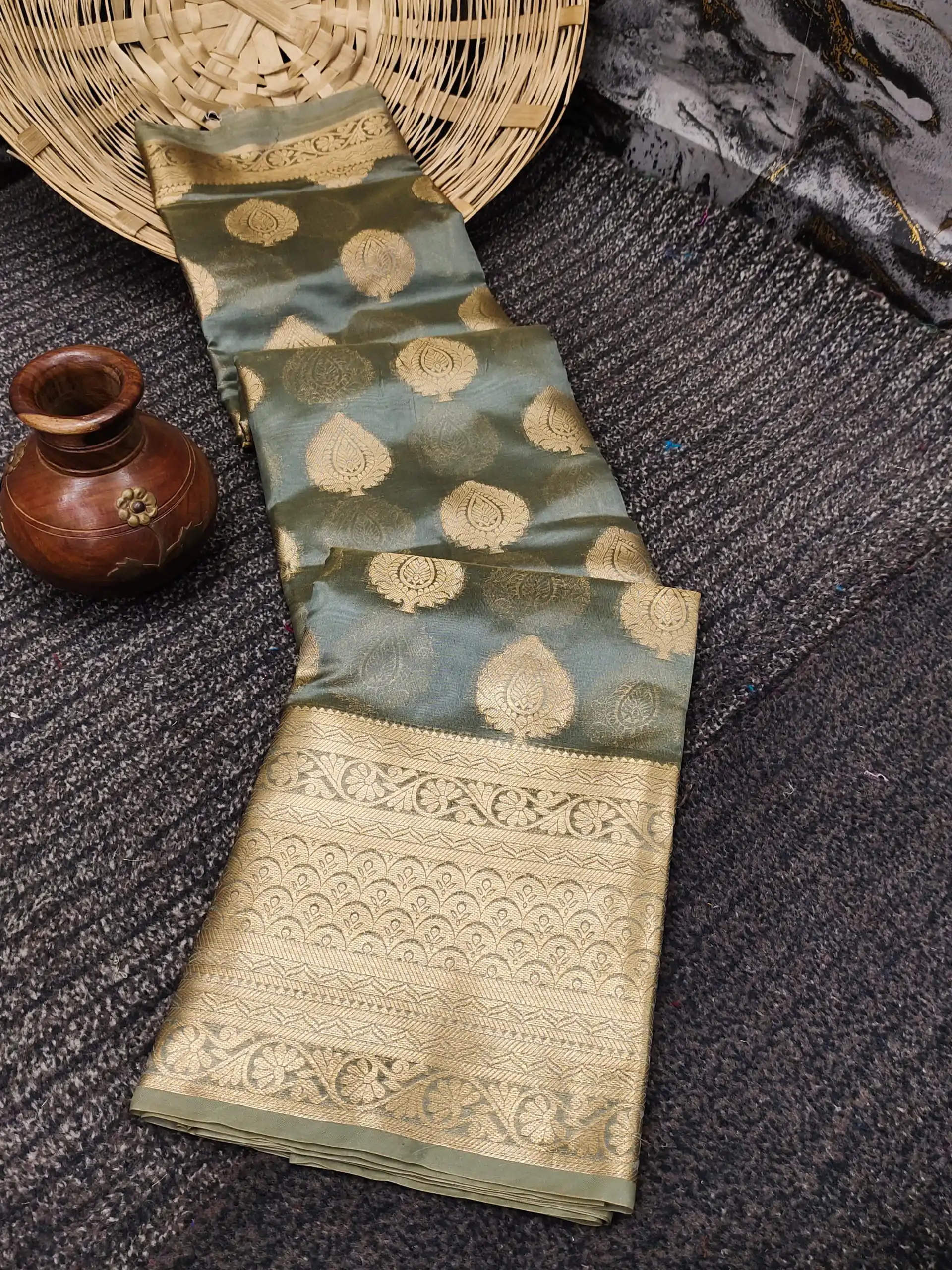 MB 3246 Olive Color Organza Silk Beautiful Gold Zari Saree Casual, Wedding, Party, Festival, Events, Etc. Expected Delivery 4-6 Working Days @1599/- | Designer Sarees, Embroidered Sarees, Sarees, Bollywood Sarees, Creative Sarees, Ethnic Saree, Modern Digital sarees, Party Wear Sarees