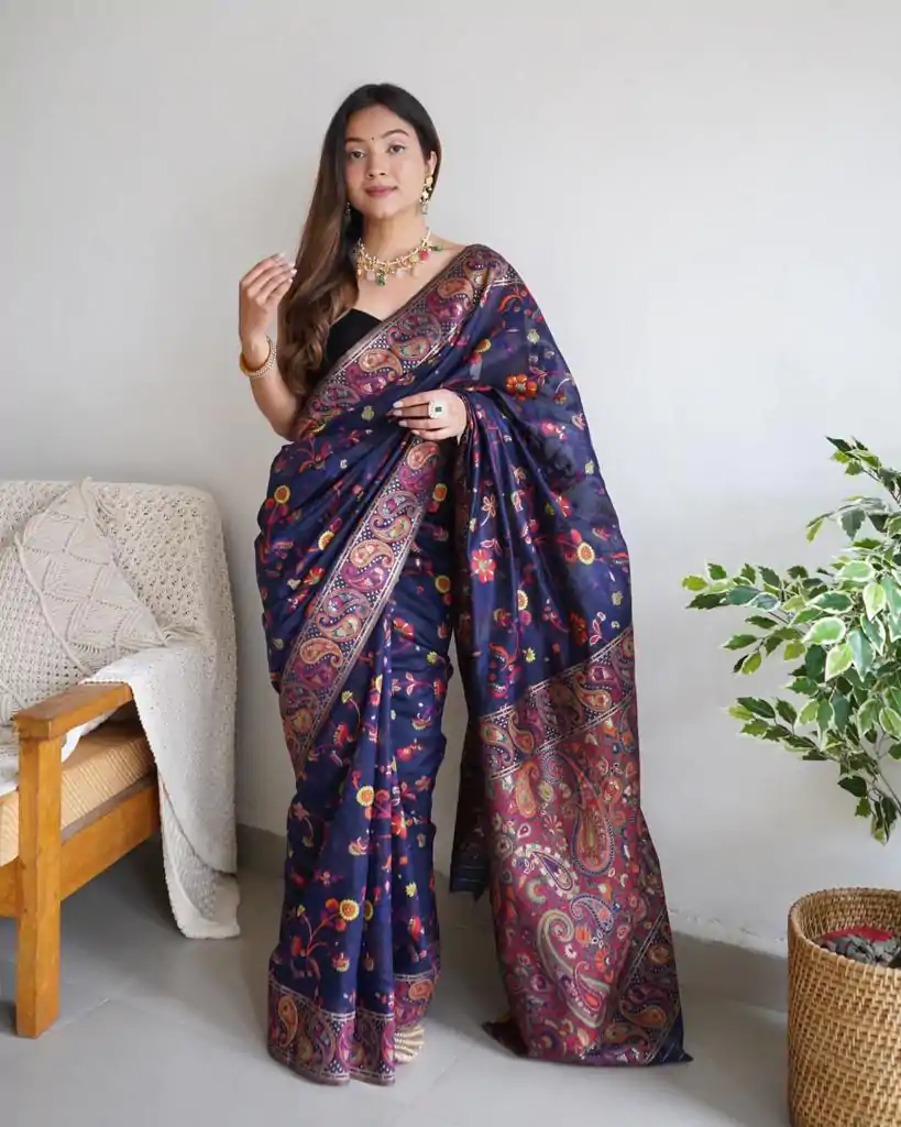 DDF 504 Blue Color Kashmiri Running Thread Zari Work Saree Casual, Party Wear, Events, Festivals Etc. Expected Delivery 4-6 Working Days 2499/- | Designer Sarees, Embroidered Sarees, Sarees, Bollywood Sarees, Creative Sarees, Ethnic Saree, Modern Digital sarees, Party Wear Sarees
