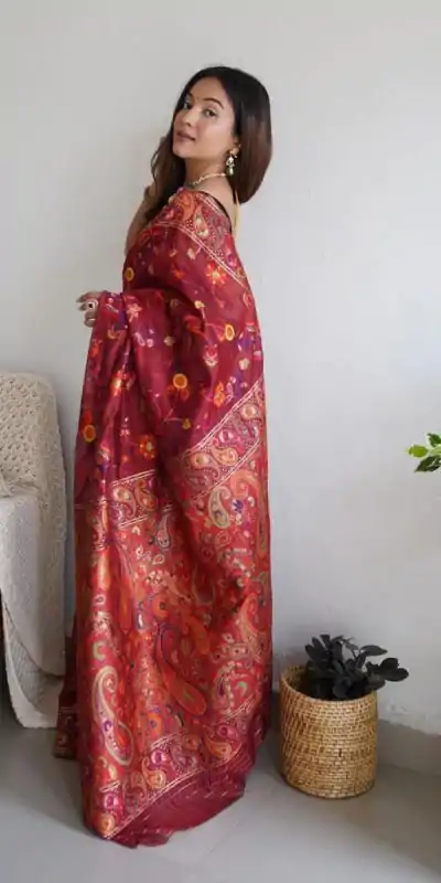 DDF 504 Maroon Color Kashmiri Running Thread Zari Work Saree Casual, Party Wear, Events, Festivals Etc. Expected Delivery 4-6 Working Days 2499/- | Designer Sarees, Embroidered Sarees, Sarees, Bollywood Sarees, Creative Sarees, Ethnic Saree, Modern Digital sarees, Party Wear Sarees