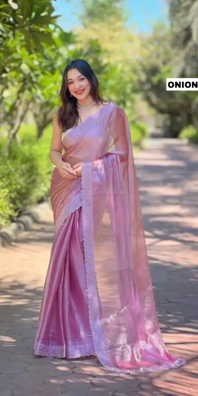 DF Burberry Onion Color Burberry Silk Diamond Sequins Saree Casual, Party Wear, Wedding, Events Etc Delivery Expected.4-6 Working Days 1899/- | Designer Sarees, Embroidered Sarees, Sarees, Bollywood Sarees, Creative Sarees, Ethnic Saree, Modern Digital sarees, Party Wear Sarees