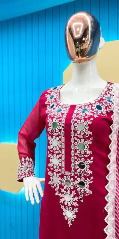 LG 1763 Pink color Georgette Embroidery Mirror Work Salwar Suit Casual, Wedding, Party, Festive, Events . Expected Delivery 4-6 Working Days @1899/- | Casual Suits, Salwar suit, Creative suits, Designer Suits, Palazzo Suits, Party Wear Suits, Patiala Suits, Straight Suits