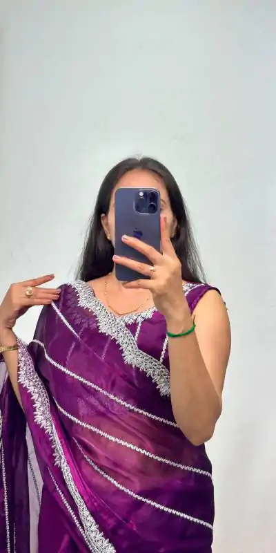 ST 476 Purple Color Burberry Blooming Embroidery Zari Saree Casual, Wedding, Party, Festive, Events Etc. Expected Delivery 4-6 Working Days @1899/- | Designer Sarees, Embroidered Sarees, Sarees, Bollywood Sarees, Creative Sarees, Ethnic Saree, Modern Digital sarees, Party Wear Sarees