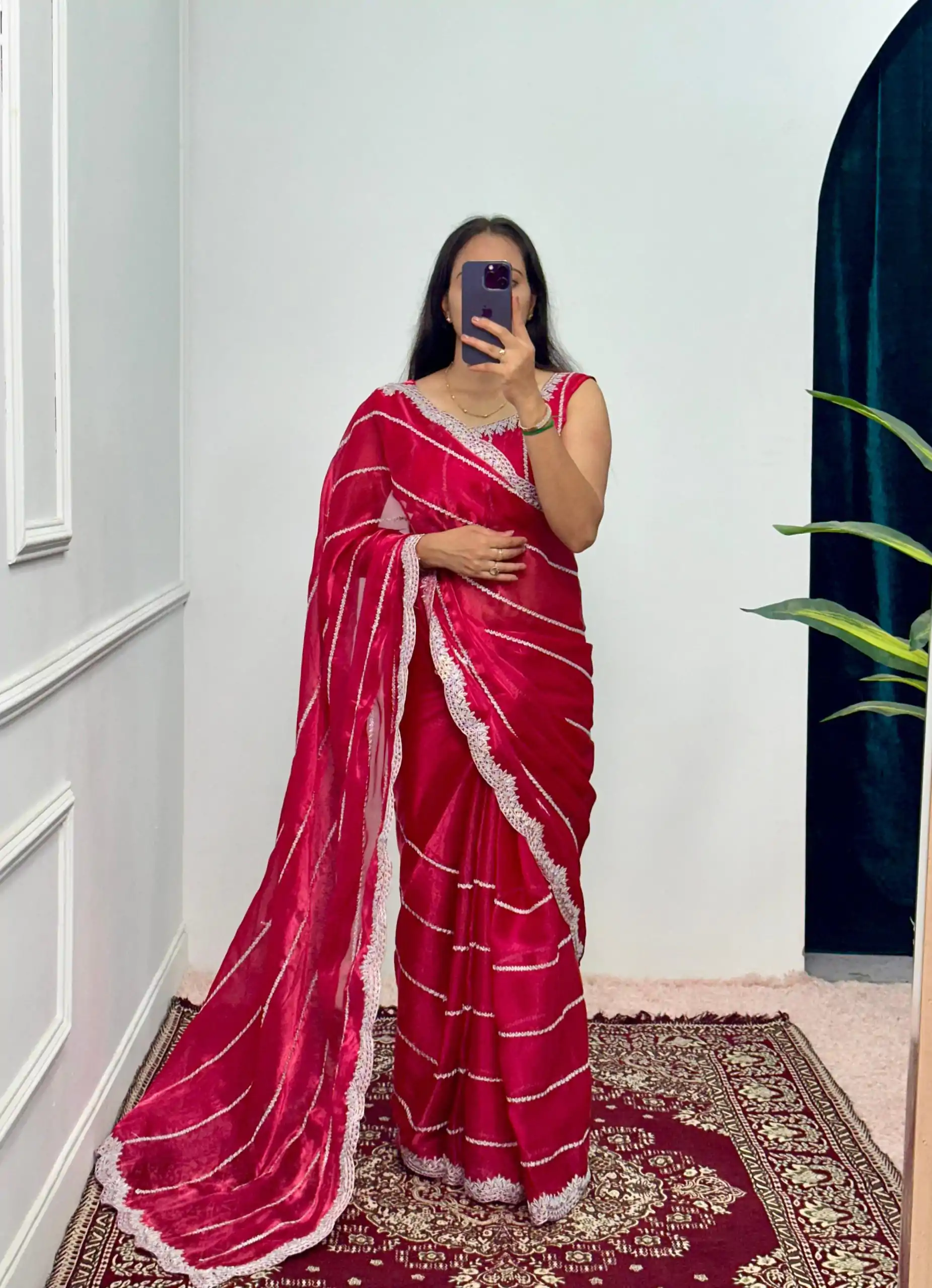 ST 476 Red Color Burberry Blooming Embroidery Zari Saree Casual, Wedding, Party, Festive, Events Etc. Expected Delivery 4-6 Working Days @1899/- | Designer Sarees, Embroidered Sarees, Sarees, Bollywood Sarees, Creative Sarees, Ethnic Saree, Modern Digital sarees, Party Wear Sarees