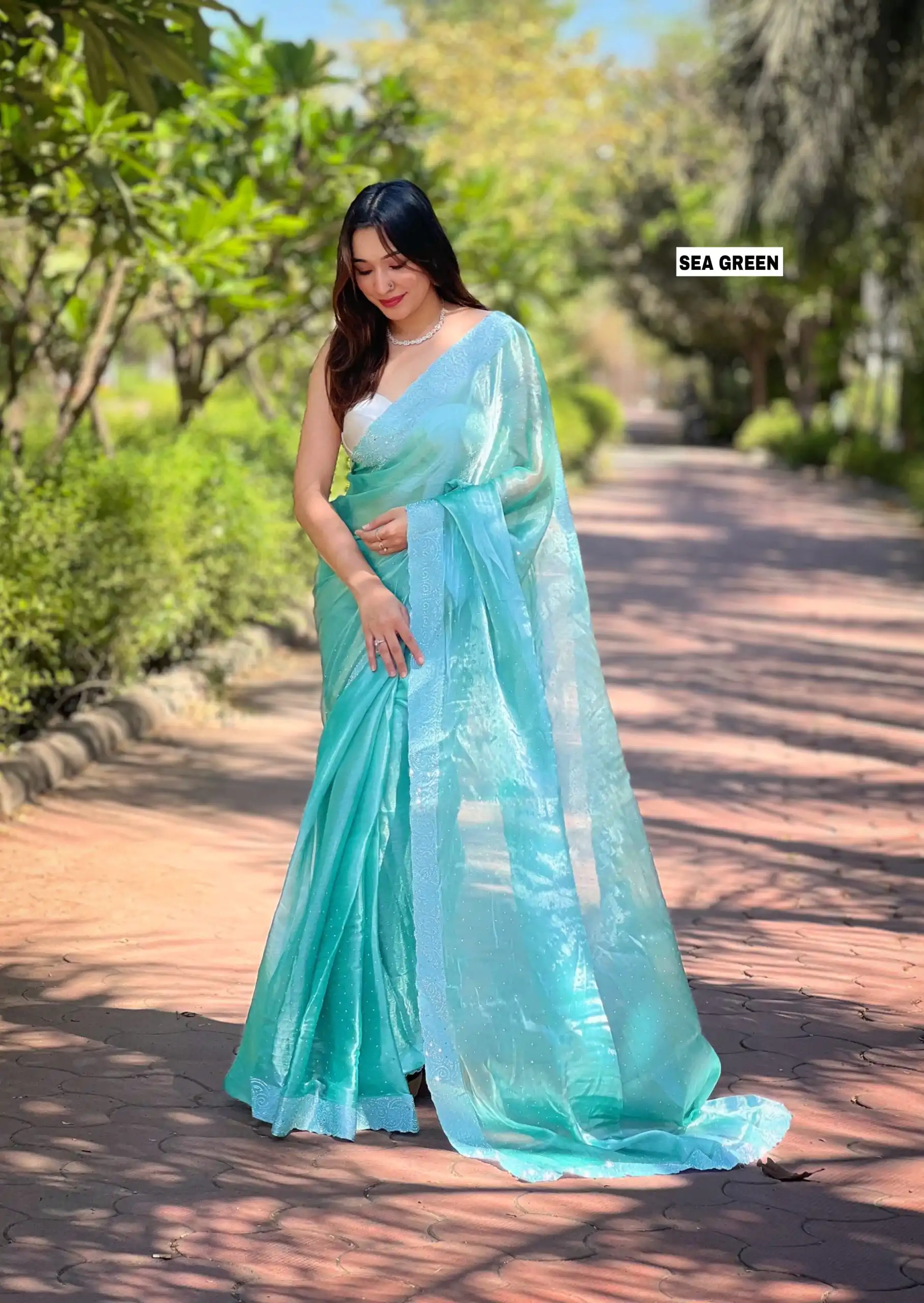 DF Burberry Sea Green Color Burberry Silk Diamond Sequins Saree Casual, Party Wear, Wedding, Events Etc Delivery Expected.4-6 Working Days 1899/- | Designer Sarees, Embroidered Sarees, Sarees, Bollywood Sarees, Creative Sarees, Ethnic Saree, Modern Digital sarees, Party Wear Sarees