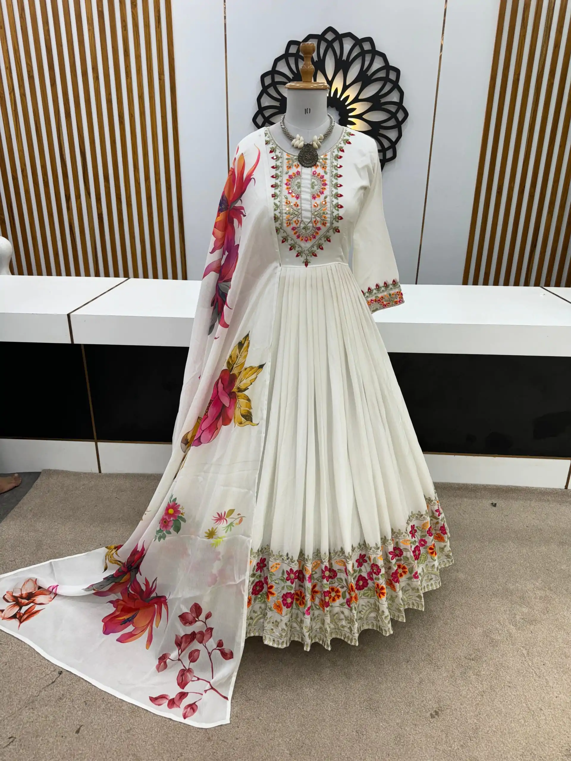 ZF 385 White Color Chinon Silk Embroidery Sequence Gonw Casual, Wedding, Party, Festive, Events Etc. Expected Delivery 4-6 Working Days @2099/- | Gowns, Bollywood Gowns, Creative Gowns, Designer Gowns, Embroidered Gowns, Party Wear Gowns