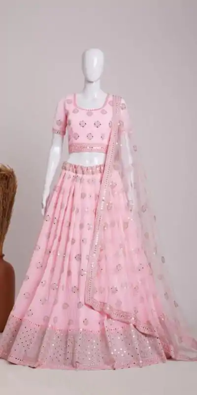 RC 261 Pink Color Heavy Georgette Embroidery Sequins Lehenga Choli Casual, Party Wedding, Festive, Events Etc. Delivery  4-6 Working Days 3099/- | Lehenga, Bollywood Lehenga, Creative Lehenga, Designer Lehenga, Embroidered Lehenga, Party Wear Lehenga