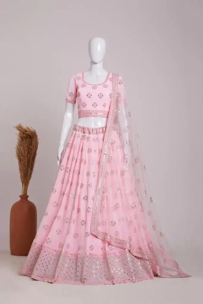 RC 261 Pink Color Heavy Georgette Embroidery Sequins Lehenga Choli Casual, Party Wedding, Festive, Events Etc. Delivery  4-6 Working Days 3099/- | Lehenga, Bollywood Lehenga, Creative Lehenga, Designer Lehenga, Embroidered Lehenga, Party Wear Lehenga