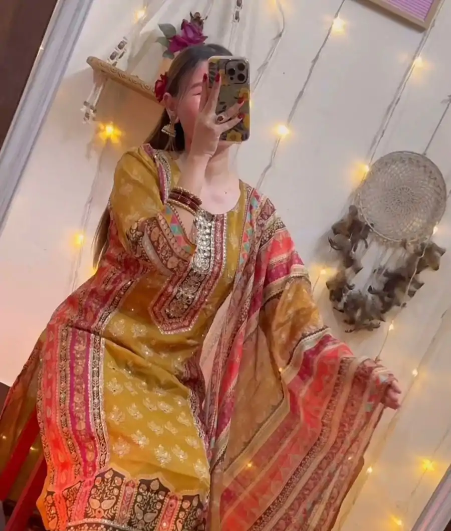 LG 1866 Yellow color Maslin Printed Real Mirror Work Salwar Suit Casual, Wedding, Party, Festive, Events . Expected Delivery  4-6 Working Days @1799/- | Casual Suits, Salwar suit, Creative suits, Designer Suits, Palazzo Suits, Party Wear Suits, Patiala Suits, Straight Suits