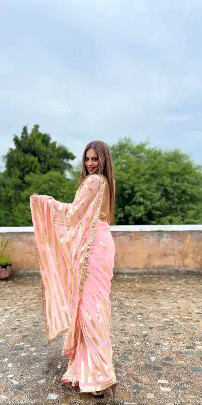 JR 610 Pink Color Georgette Embroidery Sequence Saree Casual, Wedding, Festive, Events Expected Delivery  4-6 Working Days @1749/- | Designer Sarees, Embroidered Sarees, Sarees, Bollywood Sarees, Creative Sarees, Ethnic Saree, Modern Digital sarees, Party Wear Sarees