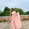 Glamorous Pink Color Georgette Embroidery Sequence Saree