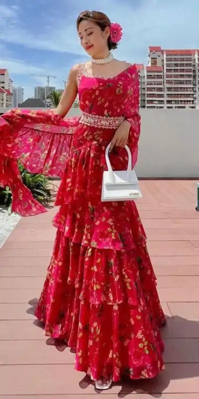 RC 233 Pink Color Georgette Silk Amazing Printed Lehenga Choli Casual, Party Wedding, Festive, Events Etc. Delivery  4-6 Working Days 2099/- | Lehenga, Bollywood Lehenga, Creative Lehenga, Designer Lehenga, Embroidered Lehenga, Party Wear Lehenga