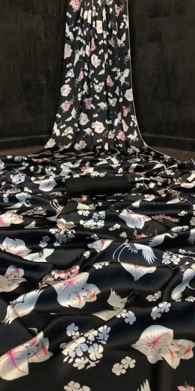 Veechis FLORAL Black  Color Heavy Devsena Soft Silk Beautiful Digital Printed Saree Casual, Party Festive, Events. Expected Delivery 4-6 Working Days @1499 | Designer Sarees, Embroidered Sarees, Sarees, Bollywood Sarees, Creative Sarees, Modern Digital sarees, Party Wear Sarees