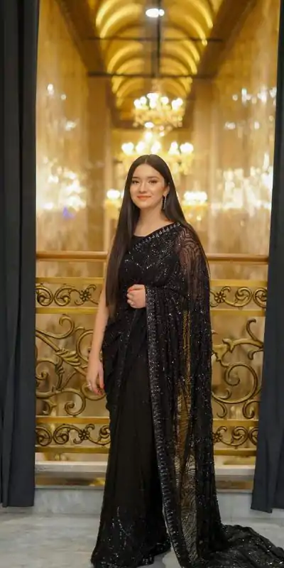 DF 3353 Black Color Georgette Sequins Lace border on Saree Casual, Party Wear, Wedding, Events Etc Delivery Expected.4-6 Working Days 1699/- | Designer Sarees, Embroidered Sarees, Sarees, Bollywood Sarees, Creative Sarees, Ethnic Saree, Modern Digital sarees, Party Wear Sarees