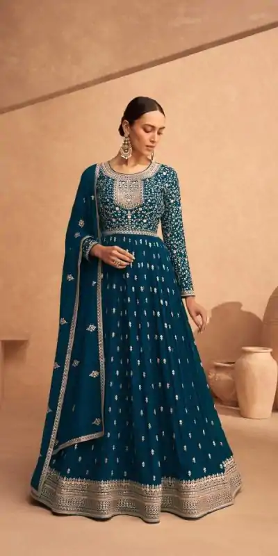 FC ASHIRWAD 9486 Blue Color Faux Georgette Embroidery Anarkali Suit Wedding, Party, Festive Expected Delivery 4-6 Working Days @2499/- | Casual Suits, Jump Suits, Salwar suit, Creative suits, Designer Suits, Palazzo Suits, Party Wear Suits, Patiala Suits, Straight Suits