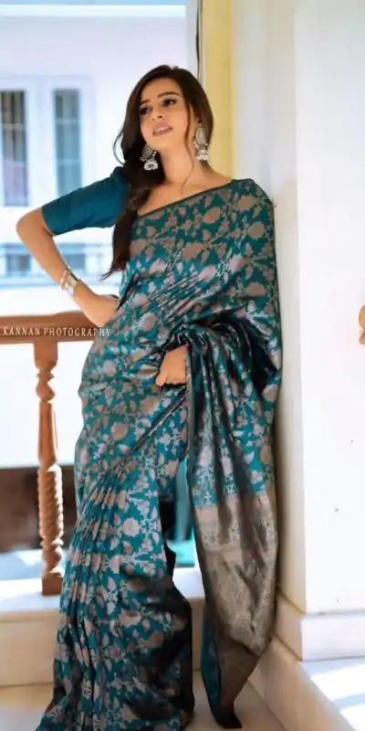 DDF RIYA Blue Color Soft Lichi Silk Ordinary Design Rich Pallu Saree Casual, Party Wear, Events, Festivals Expected Delivery 4-6 Working @1499 | Designer Sarees, Embroidered Sarees, Sarees, Bollywood Sarees, Creative Sarees, Ethnic Saree, Modern Digital sarees, Party Wear Sarees