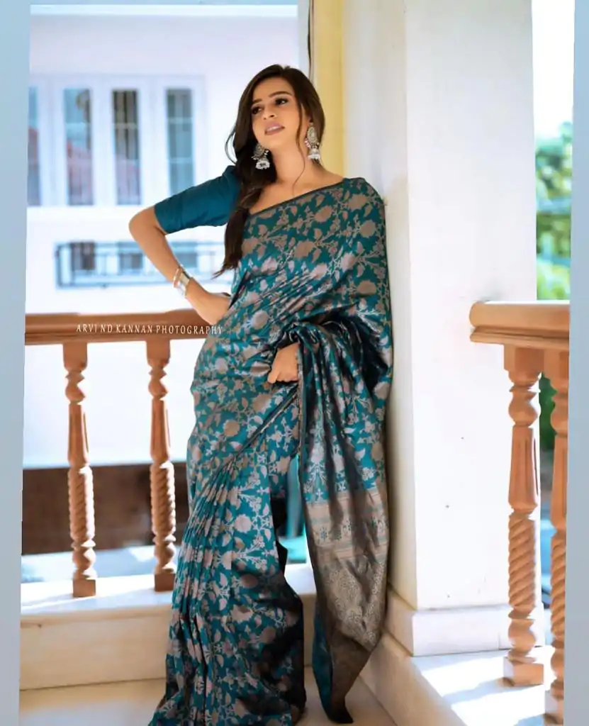 DDF RIYA Blue Color Soft Lichi Silk Ordinary Design Rich Pallu Saree Casual, Party Wear, Events, Festivals Expected Delivery 4-6 Working @1499 | Designer Sarees, Embroidered Sarees, Sarees, Bollywood Sarees, Creative Sarees, Ethnic Saree, Modern Digital sarees, Party Wear Sarees