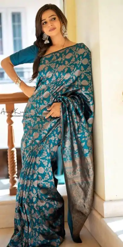 DDF RIYA Blue Color Soft Lichi Silk Ordinary Design Rich Pallu Saree Casual, Party Wear, Events, Festivals Expected Delivery 4-6 Working @1499 | Designer Sarees, Embroidered Sarees, Sarees, Bollywood Sarees, Creative Sarees, Ethnic Saree, Modern Digital sarees, Party Wear Sarees
