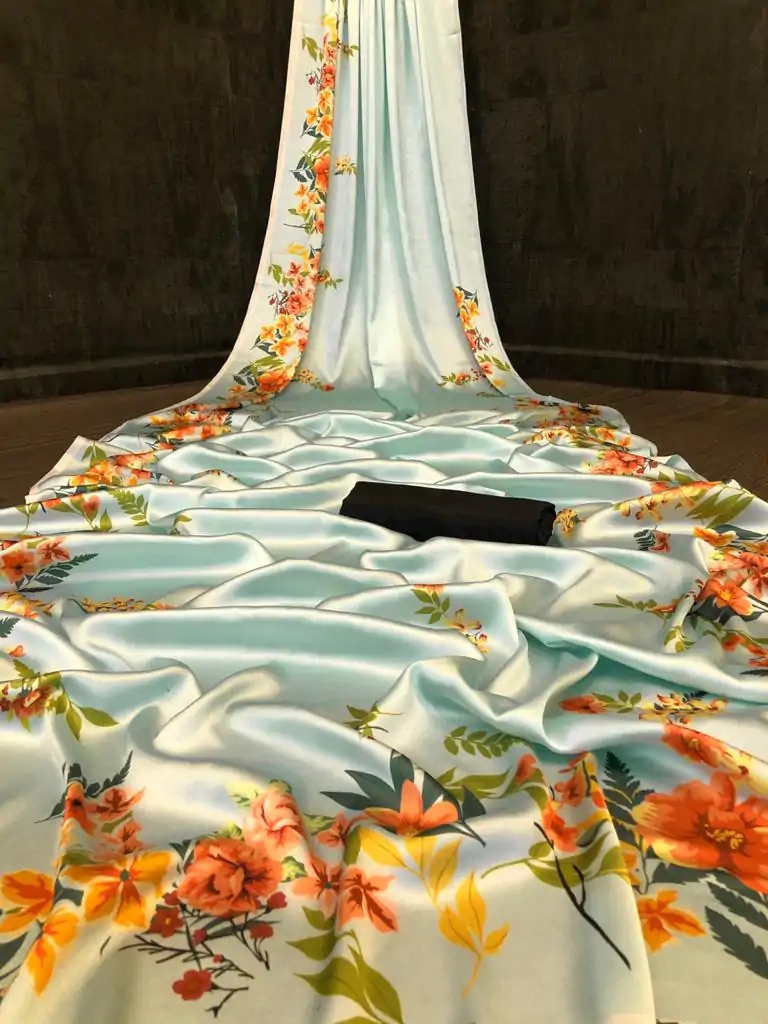 Veechis FLORAL Light Blue Color Heavy Devsena Soft Silk Beautiful Digital Printed Saree Casual, Festive, Events. Expected Delivery 4-6 Working Days @1499 | Designer Sarees, Embroidered Sarees, Sarees, Bollywood Sarees, Creative Sarees, Modern Digital sarees, Party Wear Sarees