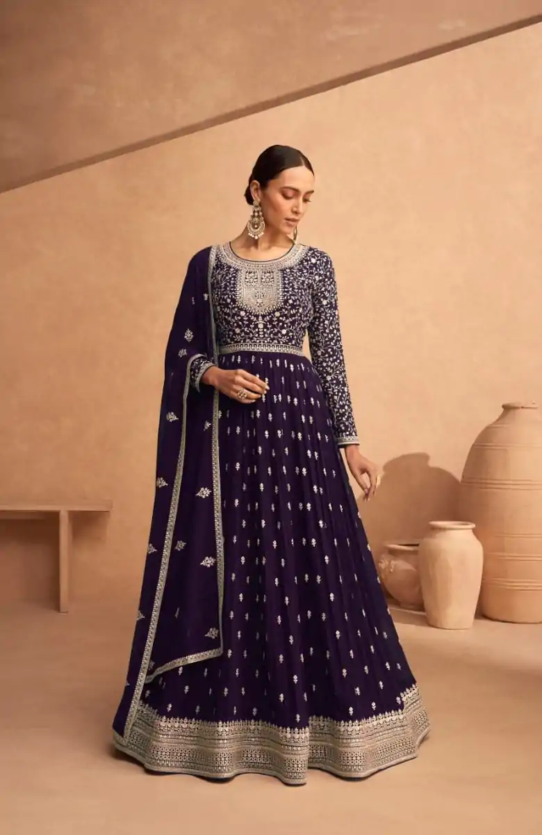 FC ASHIRWAD 9486 Violet Color Faux Georgette Embroidery Anarkali Suit Wedding, Party, Festive Expected Delivery 4-6 Working Days @2499/- | Casual Suits, Jump Suits, Salwar suit, Creative suits, Designer Suits, Palazzo Suits, Party Wear Suits, Patiala Suits, Straight Suits