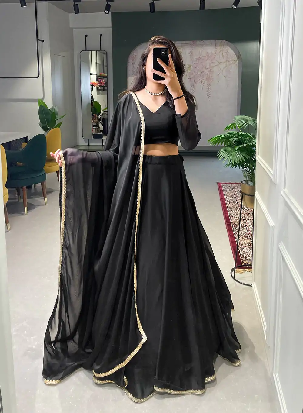 LNB 1227 Black Color Rangoli Silk Plain Lace Border Lehenga Choli Traditional Wear, Festive, Party, Wedding, Events Expected 4-6 Working Days @1799/- | Lehenga, Bollywood Lehenga, Creative Lehenga, Designer Lehenga, Embroidered Lehenga, Party Wear Lehenga