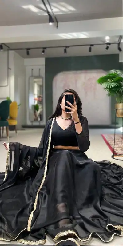 LNB 1227 Black Color Rangoli Silk Plain Lace Border Lehenga Choli Traditional Wear, Festive, Party, Wedding, Events Expected 4-6 Working Days @1799/- | Lehenga, Bollywood Lehenga, Creative Lehenga, Designer Lehenga, Embroidered Lehenga, Party Wear Lehenga