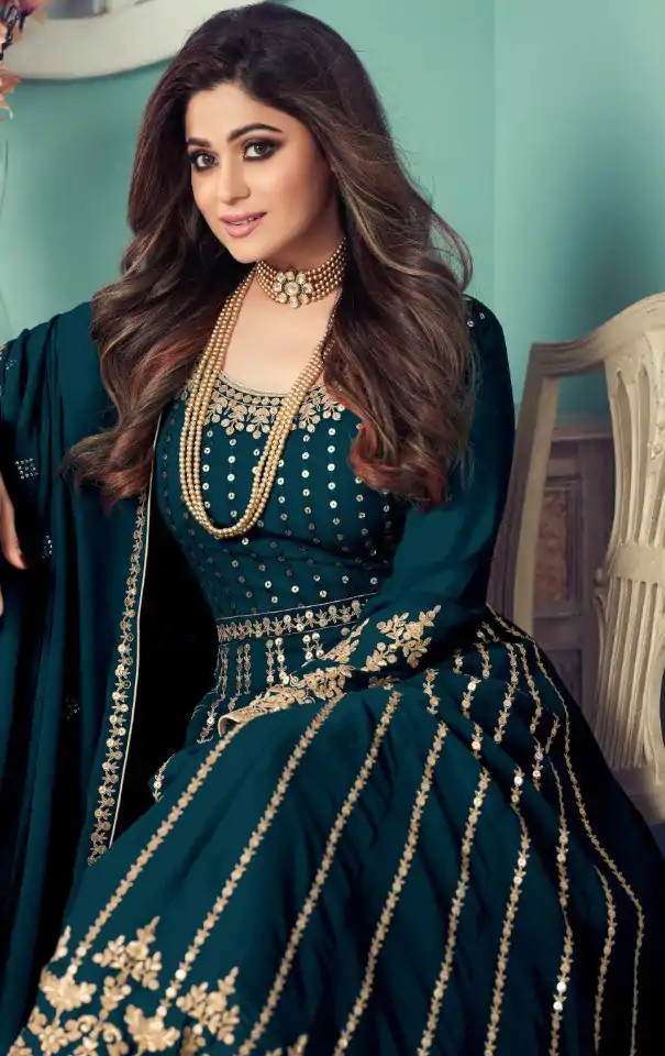 FC Shamita 8545 Blue Color Georgette Codding Embroidery Anarkali Suit Wedding, Party, Festive Expected Delivery 4-6 Working Days  @2499/- | Casual Suits, Jump Suits, Salwar suit, Creative suits, Designer Suits, Palazzo Suits, Party Wear Suits, Patiala Suits, Straight Suits