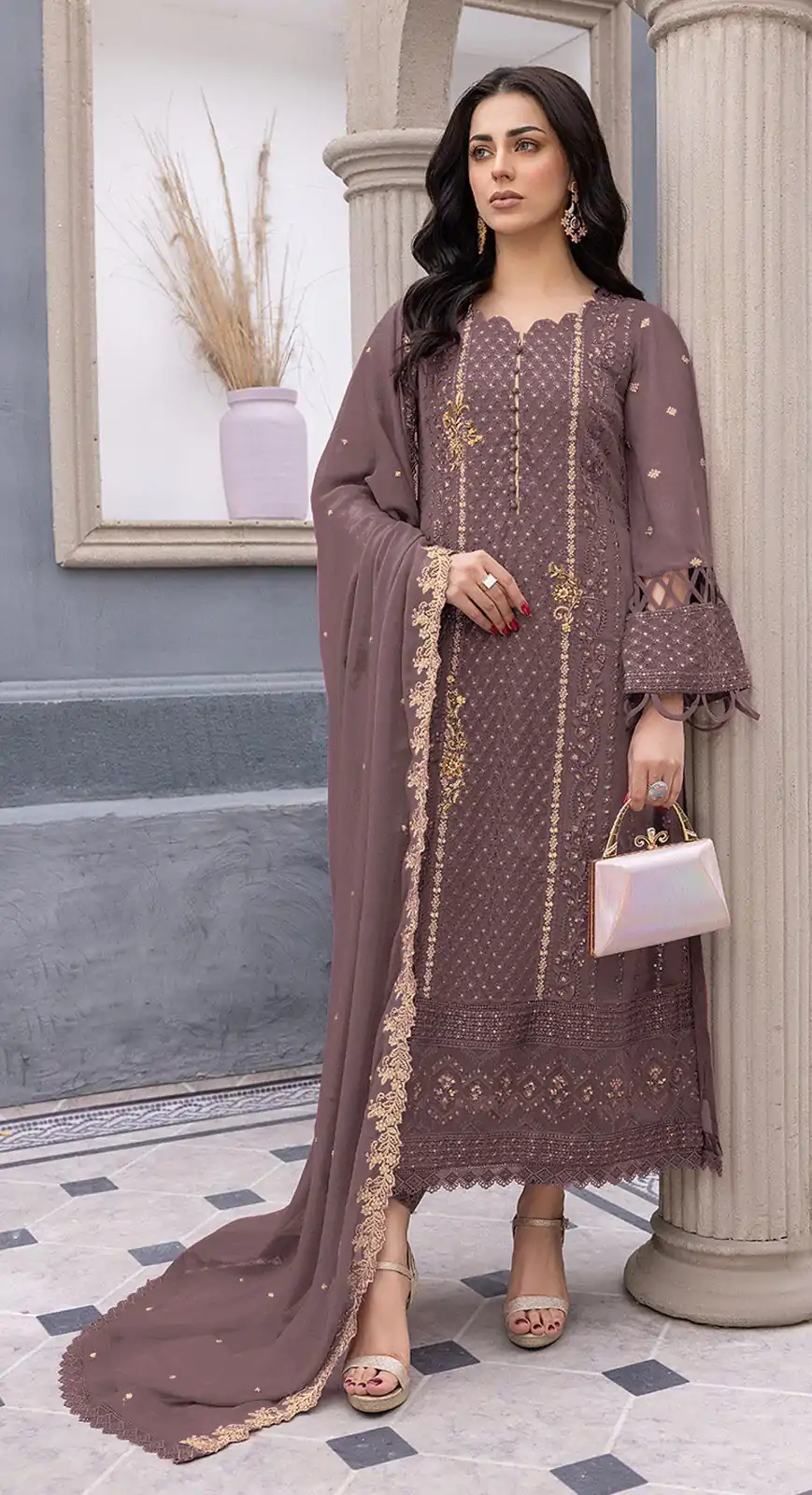 FC MARIA-A 1038 Brown Color Sequence Georgette Embroidery Salwar Suit Wedding, Party, Festive events, Expected Delivery  4-6 Working Days @2099 | Casual Suits, Salwar suit, Creative suits, Designer Suits, Palazzo Suits, Party Wear Suits, Patiala Suits, Straight Suits