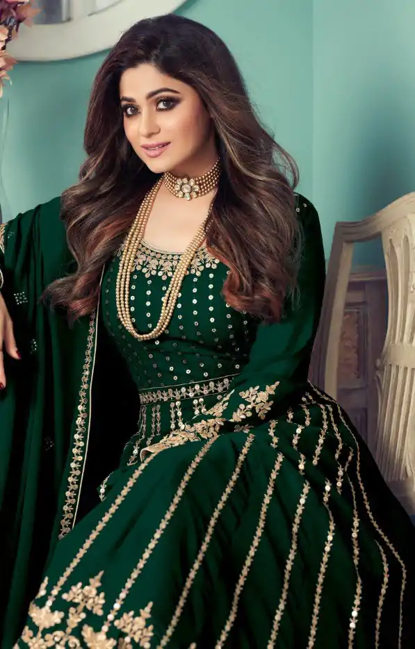 FC Shamita 8545 Green Color Georgette Codding Embroidery Anarkali Suit Wedding, Party, Festive Expected Delivery 4-6 Working Days  @2499/- | Casual Suits, Jump Suits, Salwar suit, Creative suits, Designer Suits, Palazzo Suits, Party Wear Suits, Patiala Suits, Straight Suits