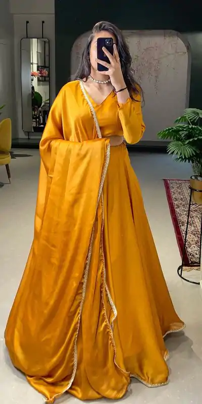 LNB 1227 Mustard Color Rangoli Silk Plain Lace Border  Lehenga Choli Traditional Wear, Festive, Party, Wedding, Events etc. Expected 4-6 Working Days @1799/- | Lehenga, Bollywood Lehenga, Creative Lehenga, Designer Lehenga, Embroidered Lehenga, Party Wear Lehenga