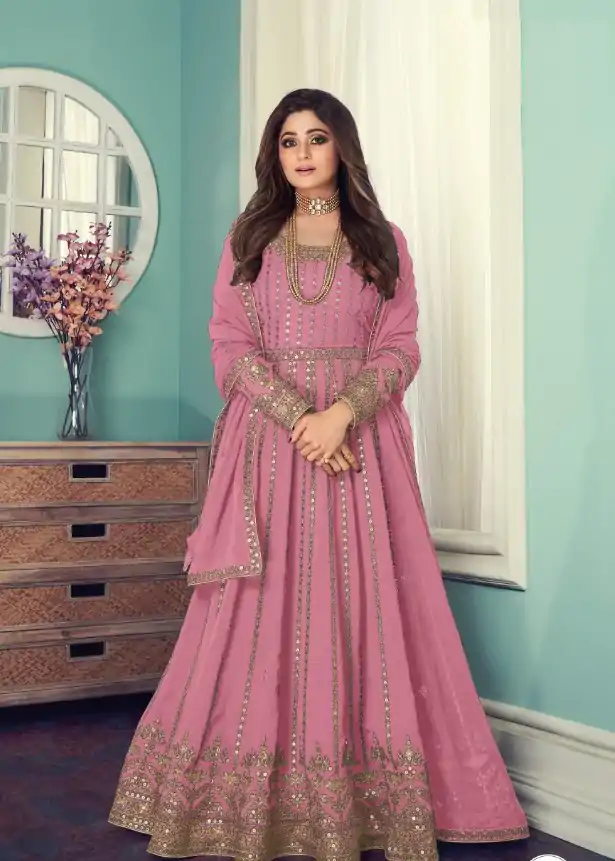 FC Shamita 8545 Pink Color Georgette Codding Embroidery Anarkali Suit Wedding, Party, Festive Expected Delivery 4-6 Working Days  @2499/- | Casual Suits, Jump Suits, Salwar suit, Creative suits, Designer Suits, Palazzo Suits, Party Wear Suits, Patiala Suits, Straight Suits