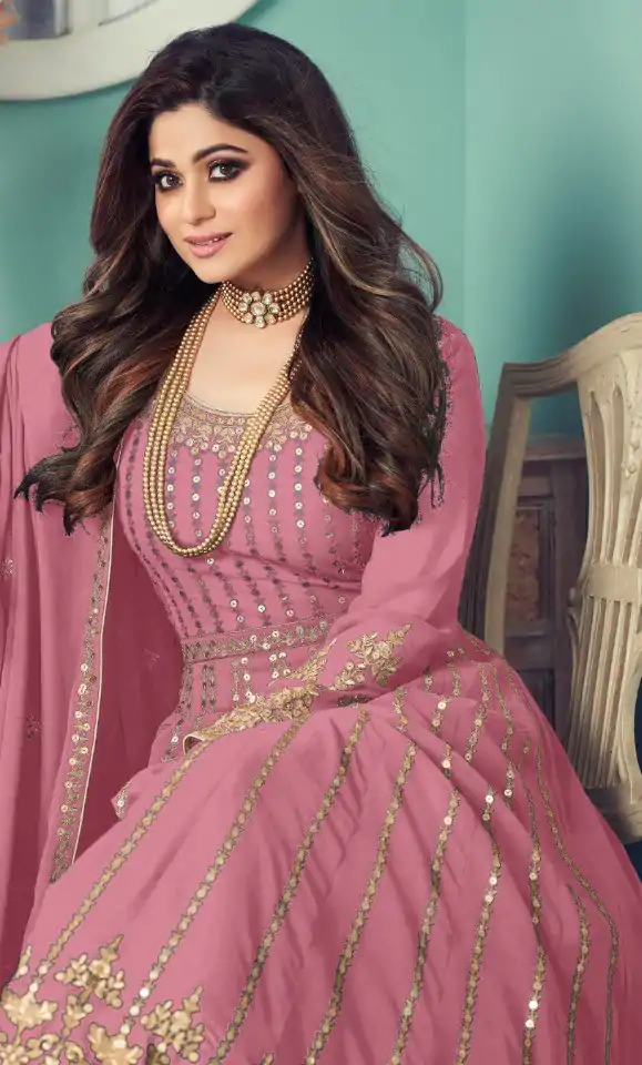 FC Shamita 8545 Pink Color Georgette Codding Embroidery Anarkali Suit Wedding, Party, Festive Expected Delivery 4-6 Working Days  @2499/- | Casual Suits, Jump Suits, Salwar suit, Creative suits, Designer Suits, Palazzo Suits, Party Wear Suits, Patiala Suits, Straight Suits