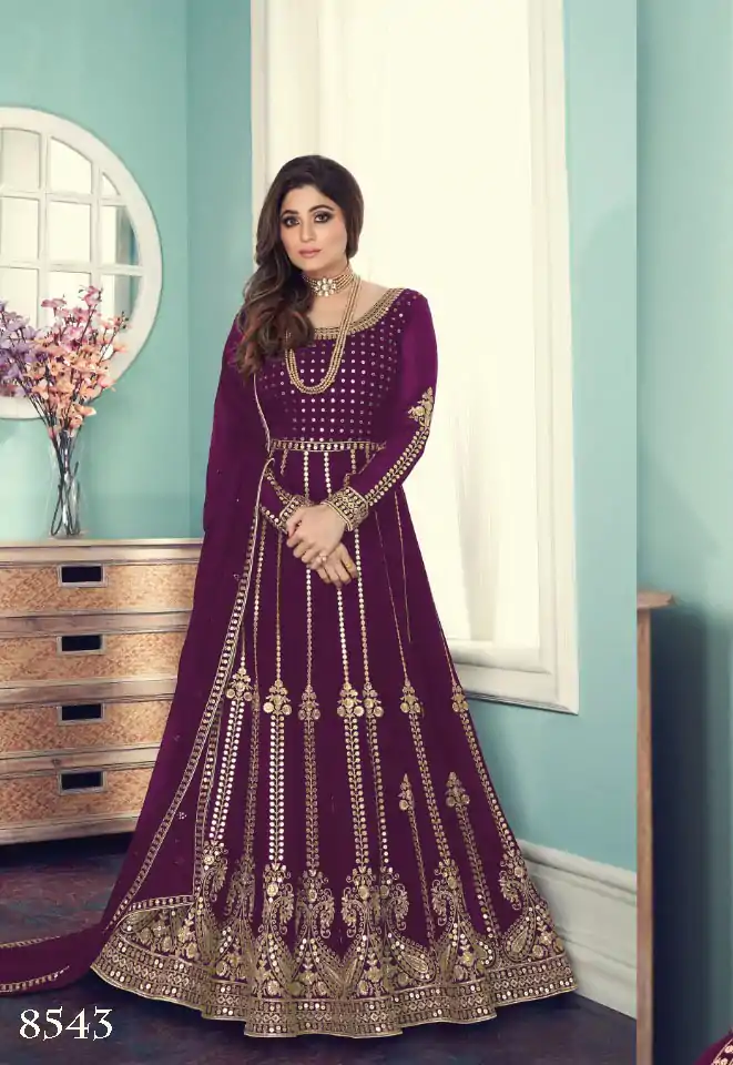 FC Shamita 8545 Purple Color Georgette Codding Embroidery Anarkali Suit Wedding, Party, Festive Expected Delivery 4-6 Working Days  @2499/- | Casual Suits, Jump Suits, Salwar suit, Creative suits, Designer Suits, Palazzo Suits, Party Wear Suits, Patiala Suits, Straight Suits